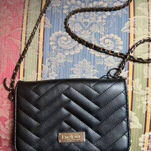 Iconic Bebe Black Quilted Shoulder/Crossbody Bag
